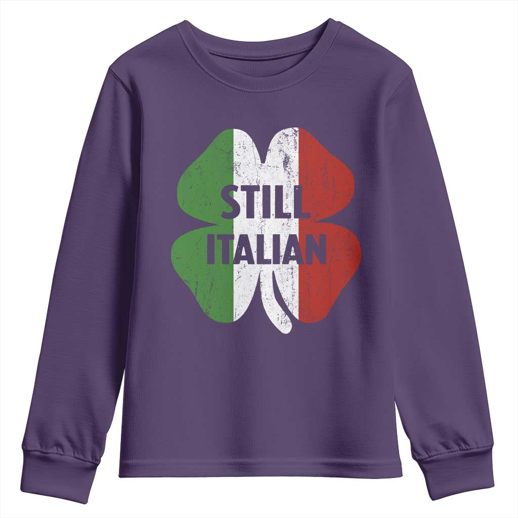 Funny St Patricks Day Italian Youth Sweatshirt Retro Vintage Shamrock Italy Flag