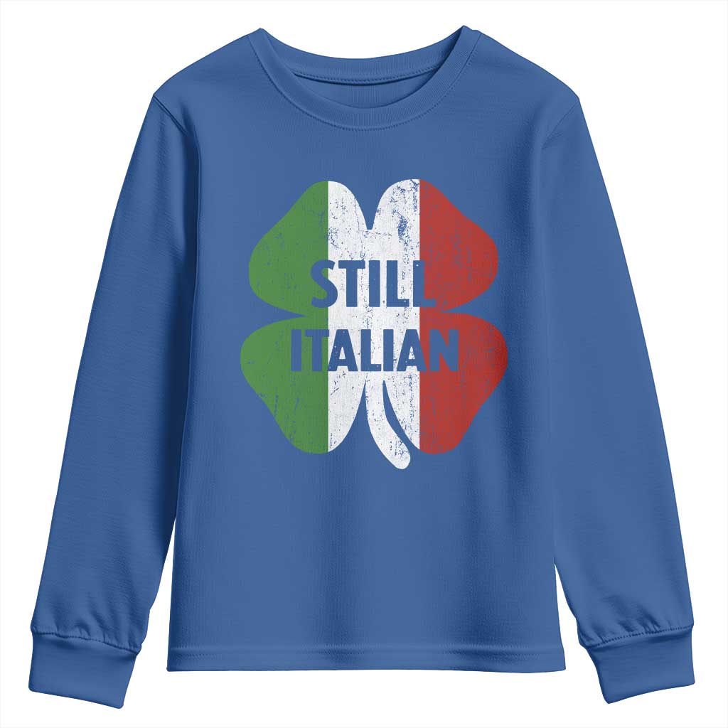 Funny St Patricks Day Italian Youth Sweatshirt Retro Vintage Shamrock Italy Flag