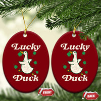 Lucky Duck Ceramic Ornament St Patricks Day Shamrock Irish
