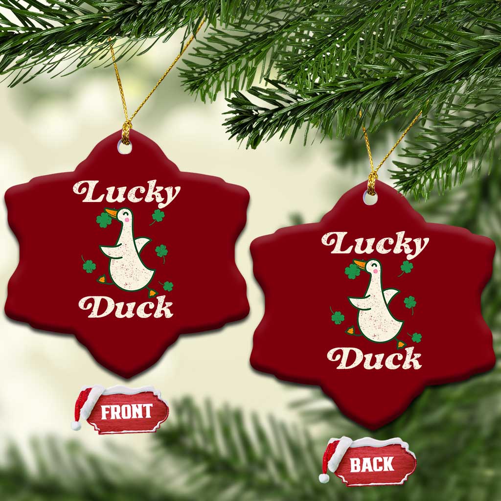 Lucky Duck Ceramic Ornament St Patricks Day Shamrock Irish