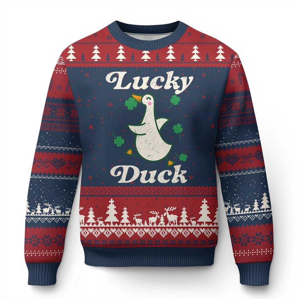 Lucky Duck Ugly Christmas Sweater St Patricks Day Shamrock Irish