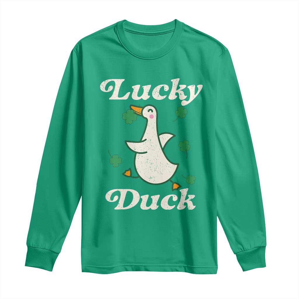 Lucky Duck Long Sleeve Shirt St Patricks Day Shamrock Irish