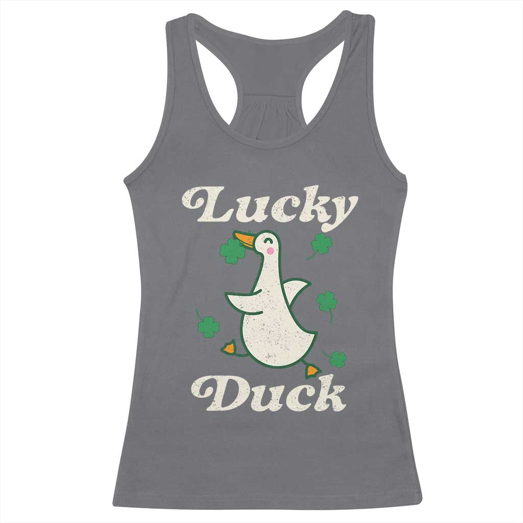 Lucky Duck Racerback Tank Top St Patricks Day Shamrock Irish