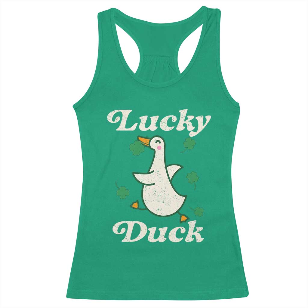 Lucky Duck Racerback Tank Top St Patricks Day Shamrock Irish
