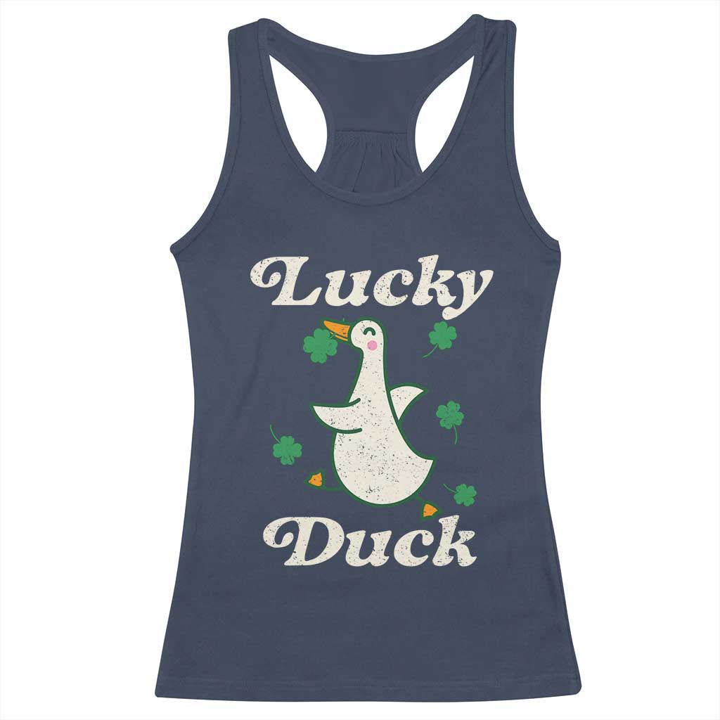 Lucky Duck Racerback Tank Top St Patricks Day Shamrock Irish