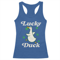 Lucky Duck Racerback Tank Top St Patricks Day Shamrock Irish