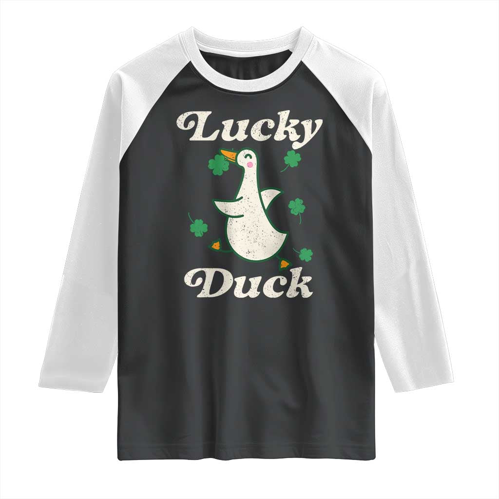 Lucky Duck Raglan Shirt St Patricks Day Shamrock Irish