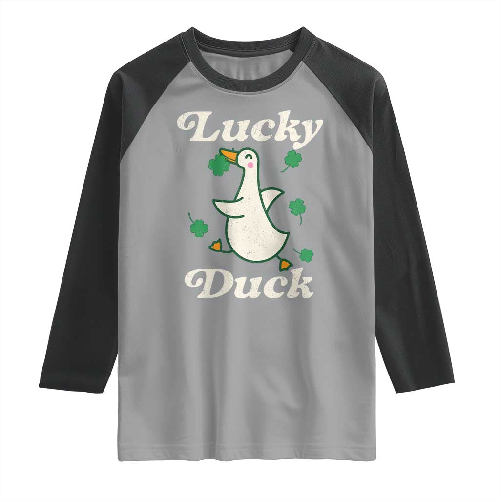 Lucky Duck Raglan Shirt St Patricks Day Shamrock Irish