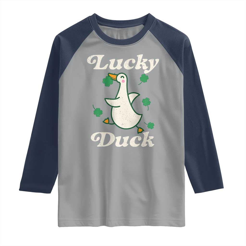 Lucky Duck Raglan Shirt St Patricks Day Shamrock Irish