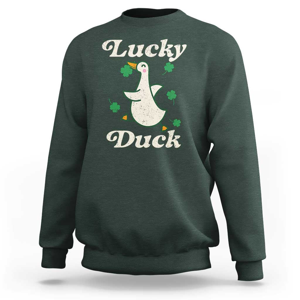 Lucky Duck Sweatshirt St Patricks Day Shamrock Irish