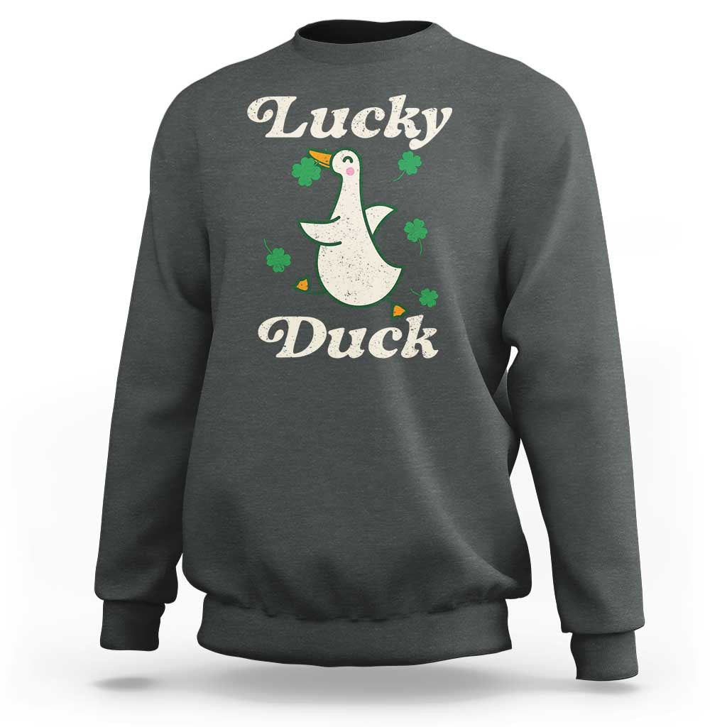 Lucky Duck Sweatshirt St Patricks Day Shamrock Irish