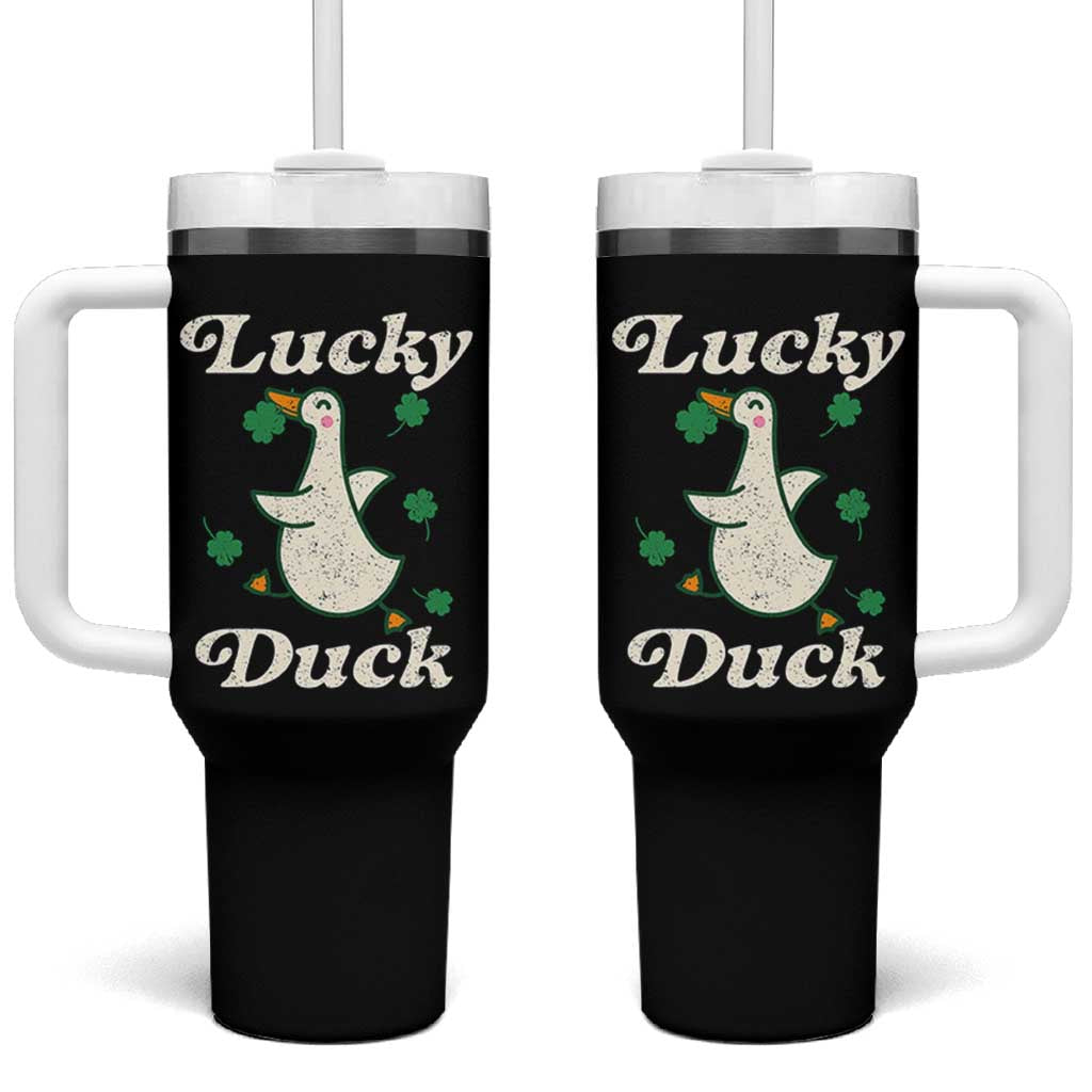 Lucky Duck Tumbler With Handle St Patricks Day Shamrock Irish