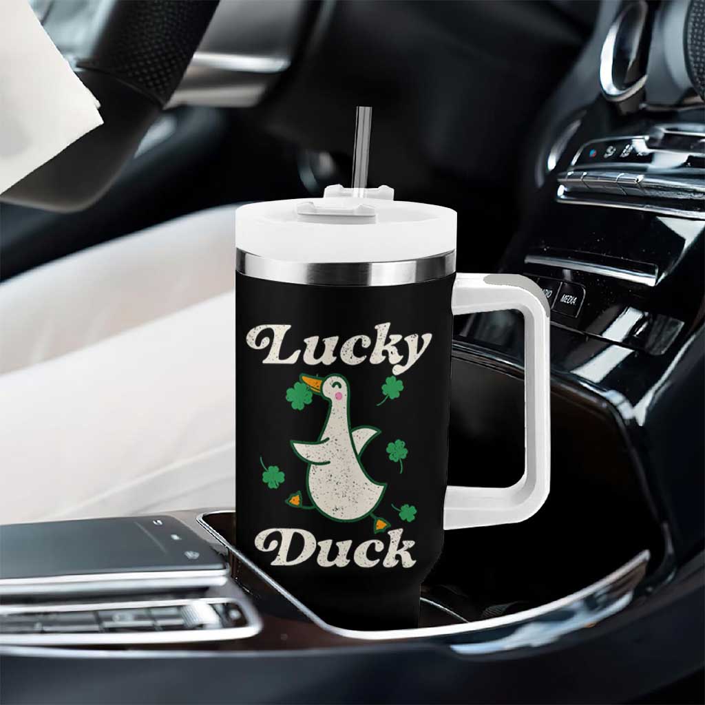 Lucky Duck Tumbler With Handle St Patricks Day Shamrock Irish