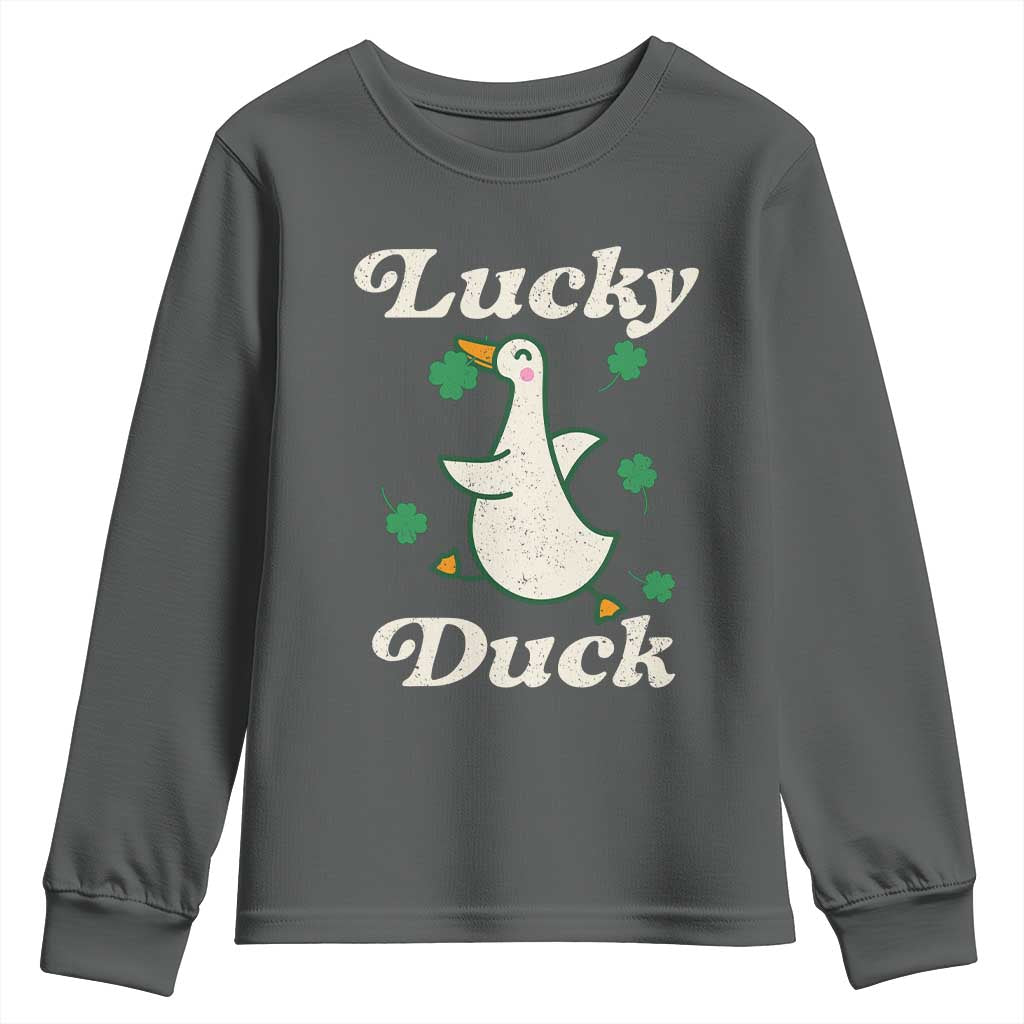 Lucky Duck Youth Sweatshirt St Patricks Day Shamrock Irish