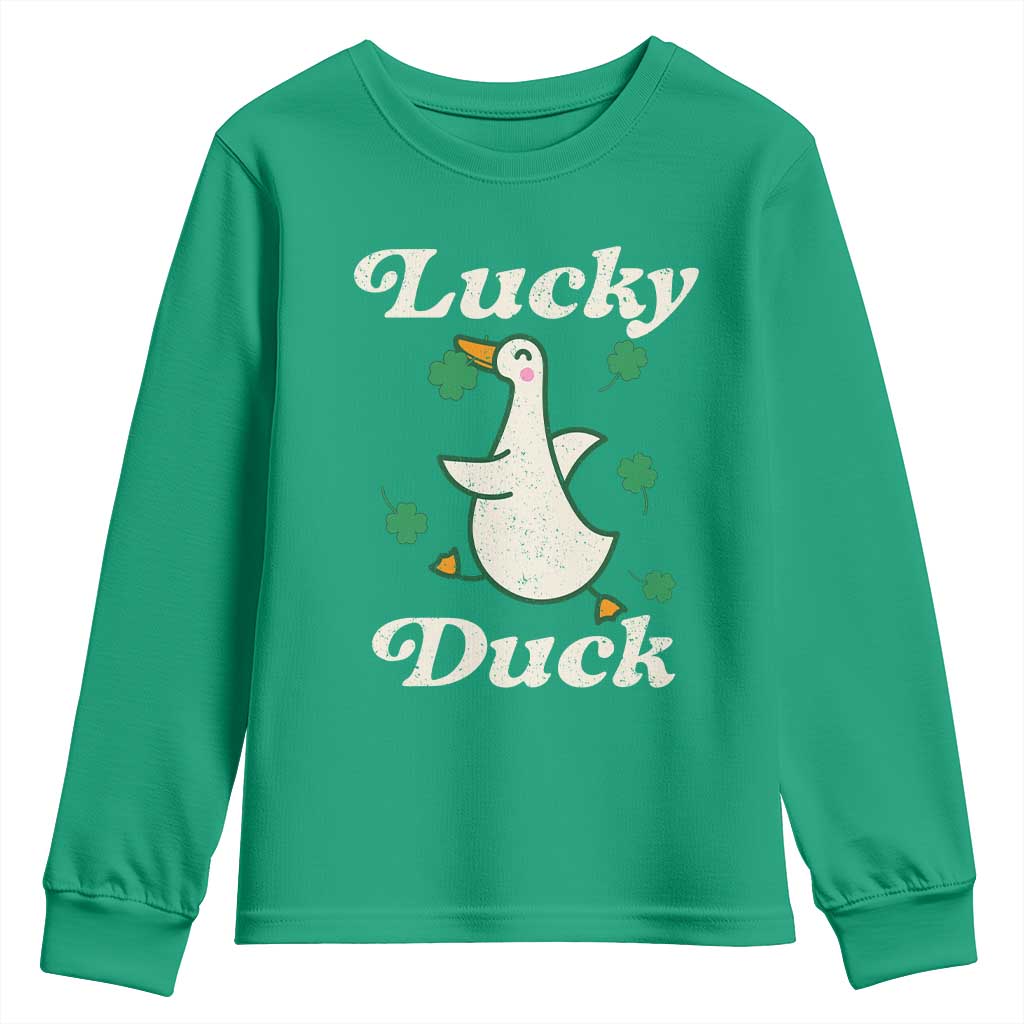 Lucky Duck Youth Sweatshirt St Patricks Day Shamrock Irish