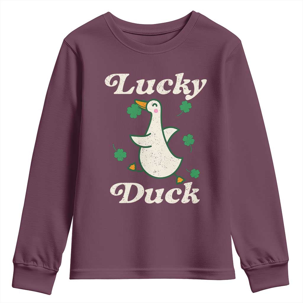 Lucky Duck Youth Sweatshirt St Patricks Day Shamrock Irish