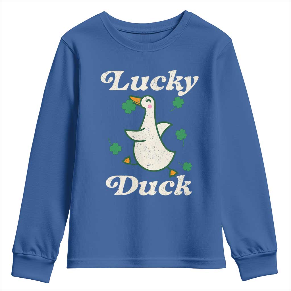Lucky Duck Youth Sweatshirt St Patricks Day Shamrock Irish