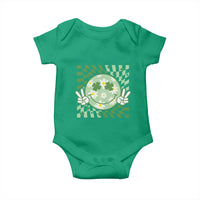 Retro Groovy Shamrock Smile Face St Patricks Day Baby Onesie