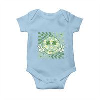 Retro Groovy Shamrock Smile Face St Patricks Day Baby Onesie