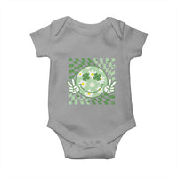 Retro Groovy Shamrock Smile Face St Patricks Day Baby Onesie