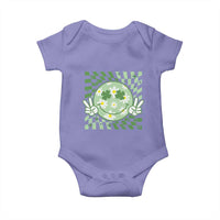 Retro Groovy Shamrock Smile Face St Patricks Day Baby Onesie