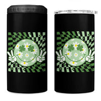 Retro Groovy Shamrock Smile Face St Patricks Day 4 in 1 Can Cooler Tumbler