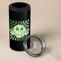 Retro Groovy Shamrock Smile Face St Patricks Day 4 in 1 Can Cooler Tumbler