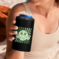 Retro Groovy Shamrock Smile Face St Patricks Day 4 in 1 Can Cooler Tumbler