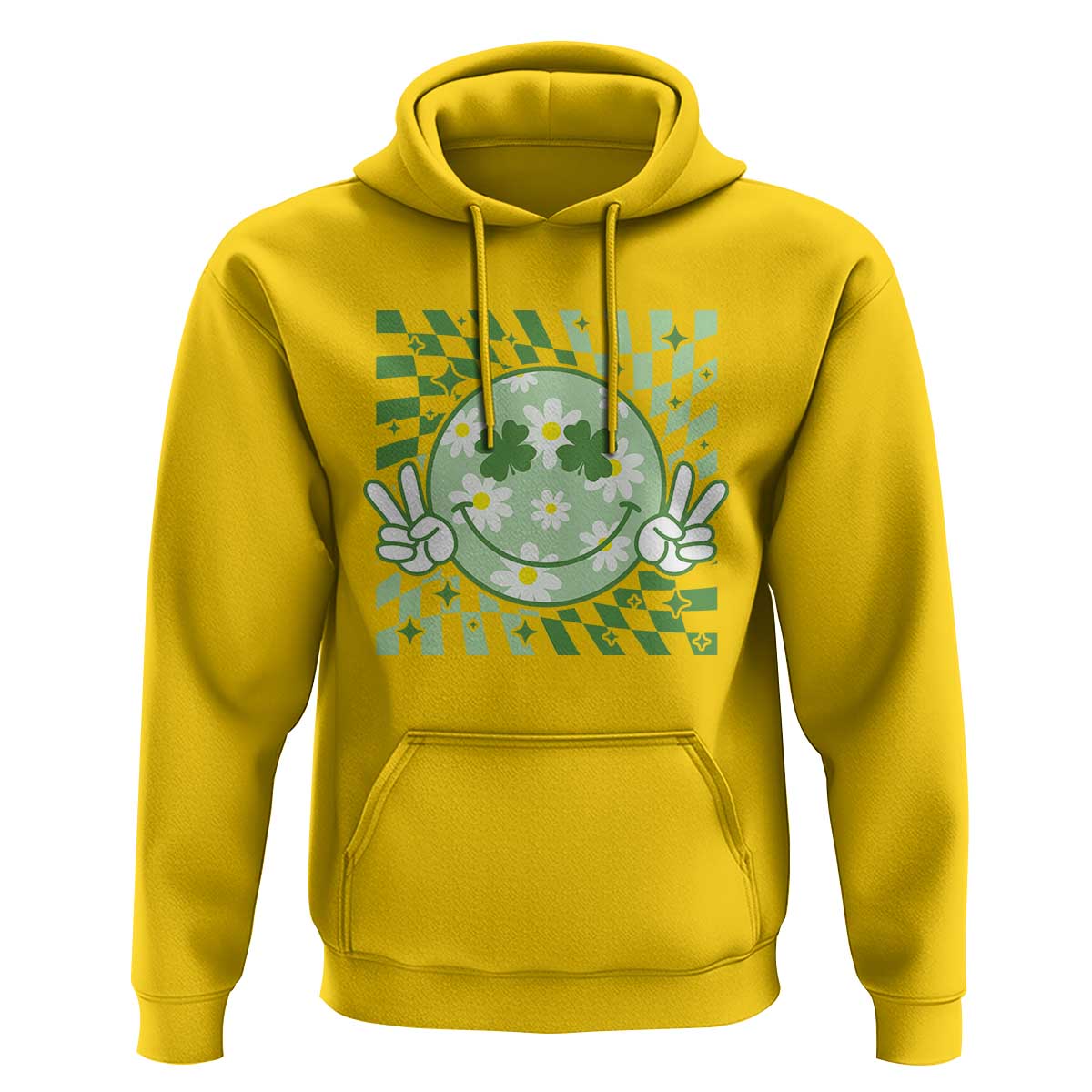 Retro Groovy Shamrock Smile Face St Patricks Day Hoodie