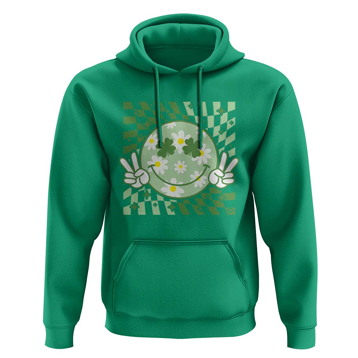 Retro Groovy Shamrock Smile Face St Patricks Day Hoodie