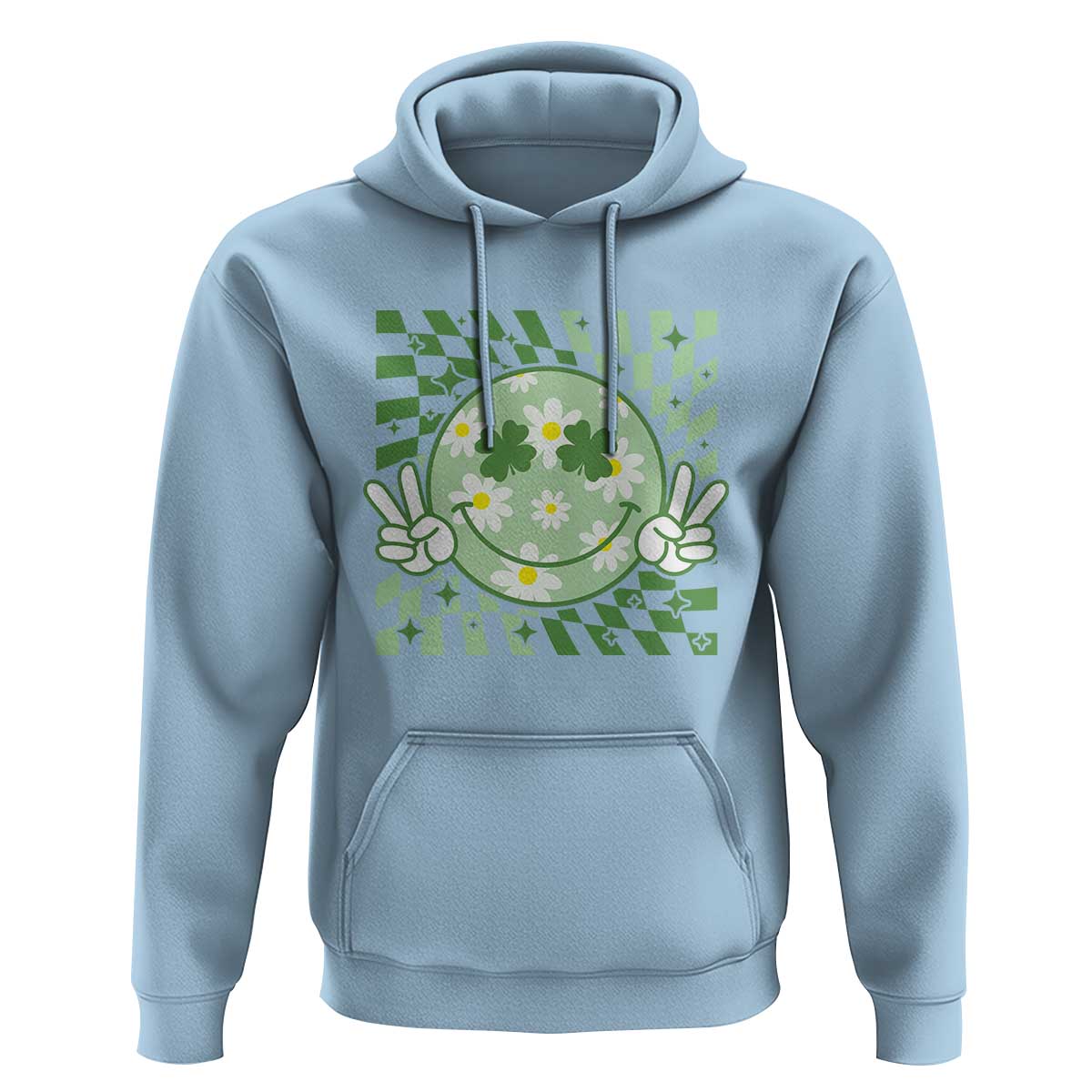 Retro Groovy Shamrock Smile Face St Patricks Day Hoodie