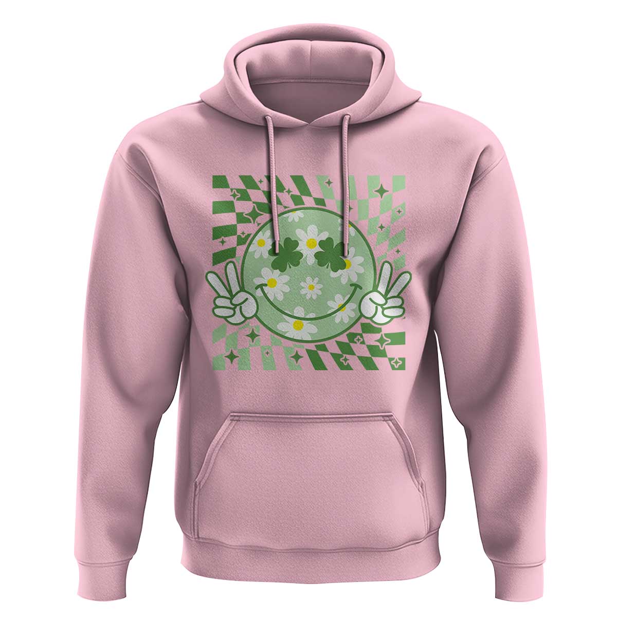 Retro Groovy Shamrock Smile Face St Patricks Day Hoodie