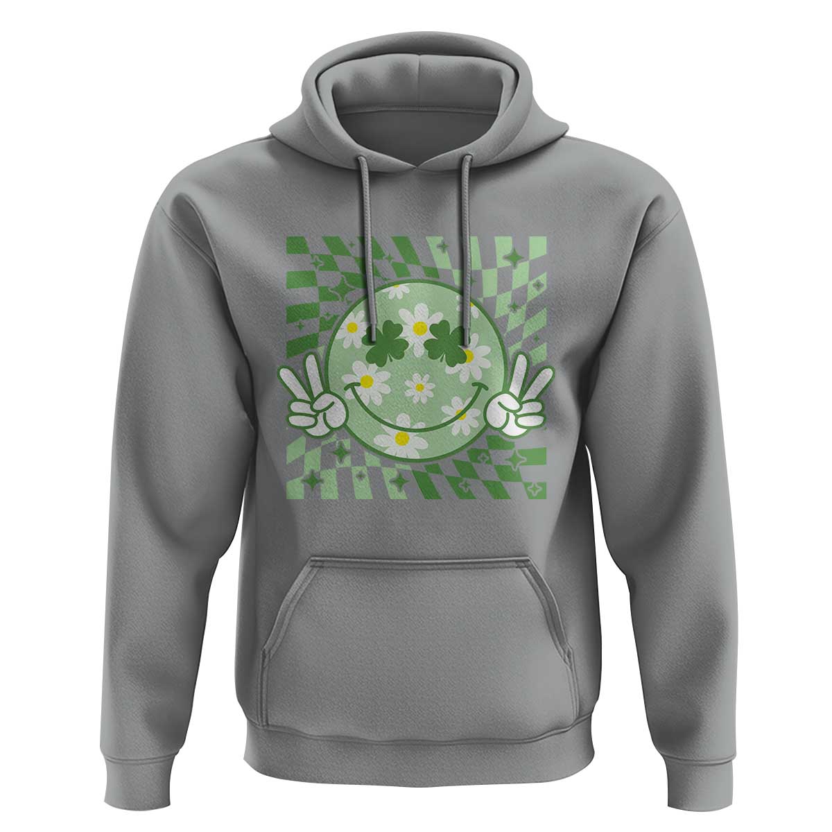 Retro Groovy Shamrock Smile Face St Patricks Day Hoodie