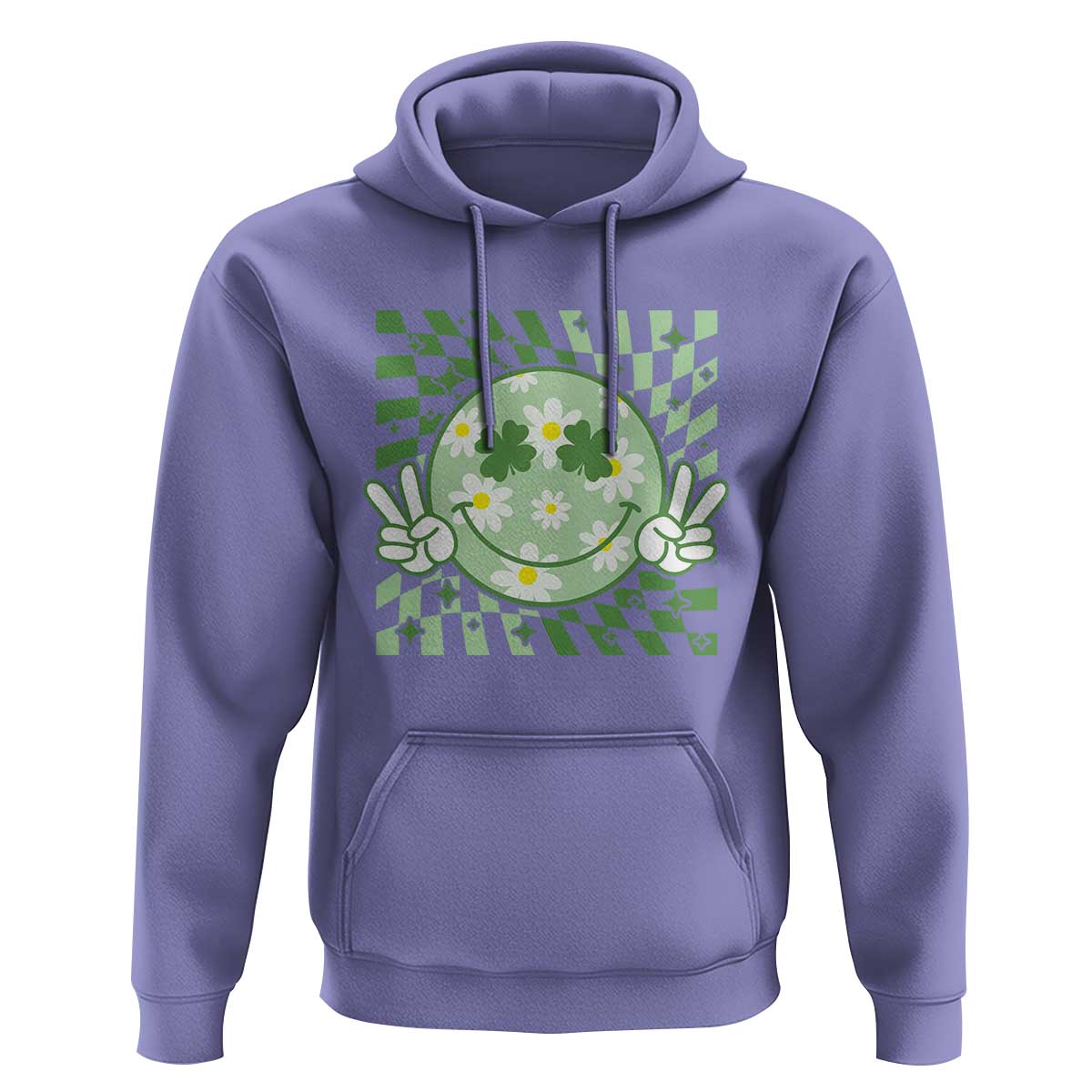 Retro Groovy Shamrock Smile Face St Patricks Day Hoodie