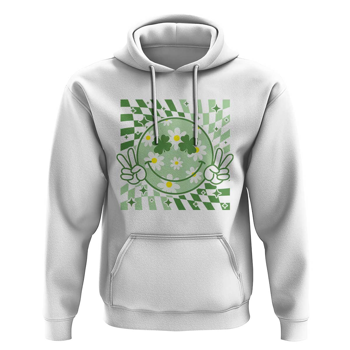 Retro Groovy Shamrock Smile Face St Patricks Day Hoodie