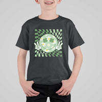 Retro Groovy Shamrock Smile Face St Patricks Day T Shirt For Kid