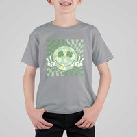 Retro Groovy Shamrock Smile Face St Patricks Day T Shirt For Kid