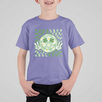 Retro Groovy Shamrock Smile Face St Patricks Day T Shirt For Kid