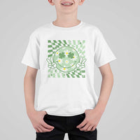 Retro Groovy Shamrock Smile Face St Patricks Day T Shirt For Kid