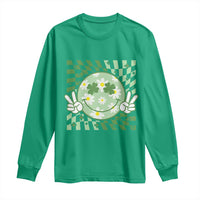 Retro Groovy Shamrock Smile Face St Patricks Day Long Sleeve Shirt