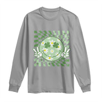 Retro Groovy Shamrock Smile Face St Patricks Day Long Sleeve Shirt