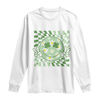 Retro Groovy Shamrock Smile Face St Patricks Day Long Sleeve Shirt
