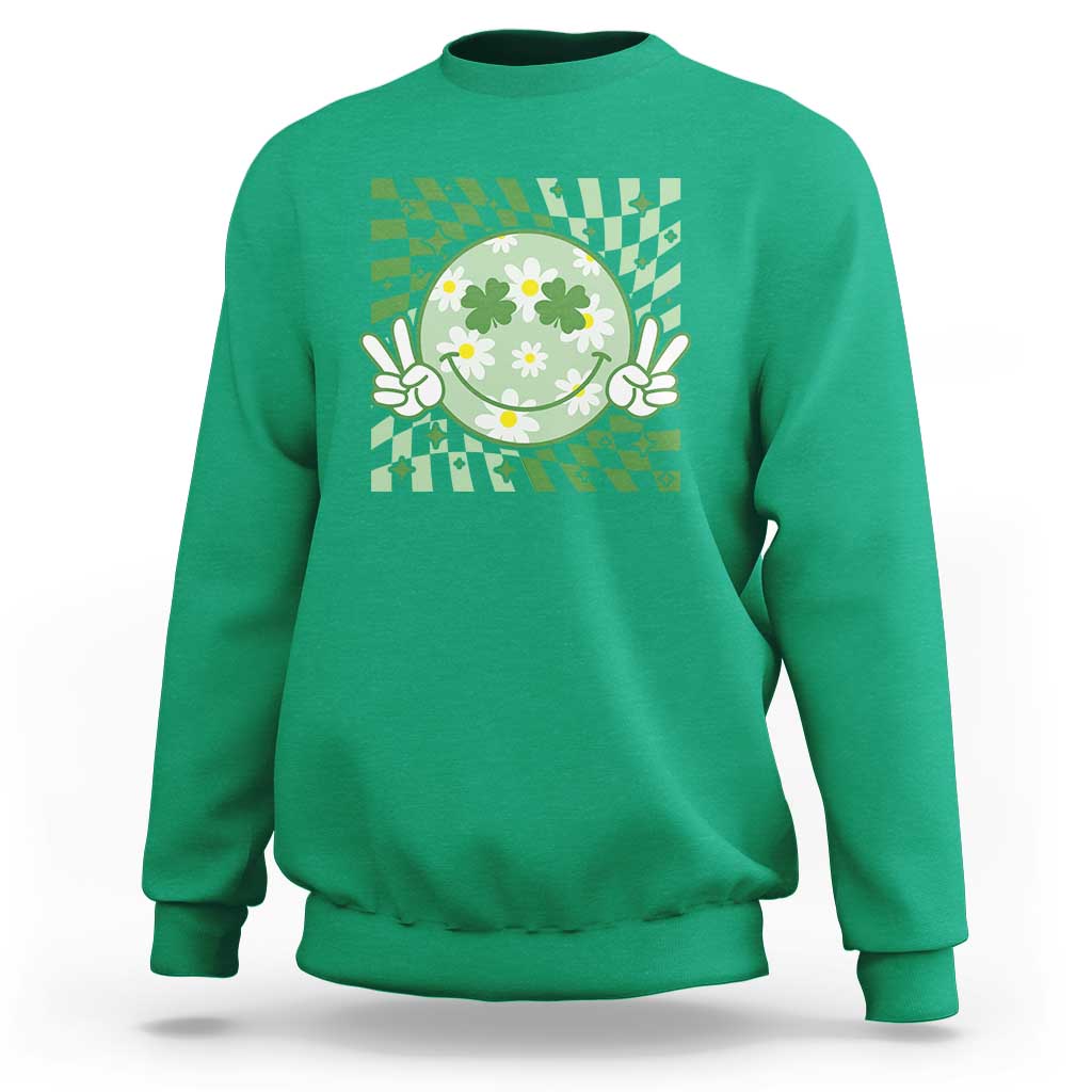 Retro Groovy Shamrock Smile Face St Patricks Day Sweatshirt