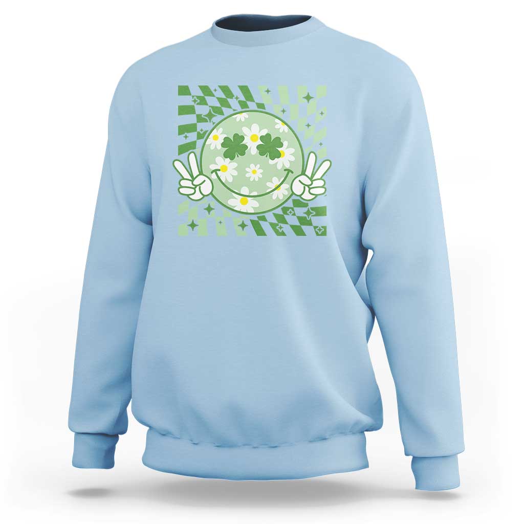 Retro Groovy Shamrock Smile Face St Patricks Day Sweatshirt