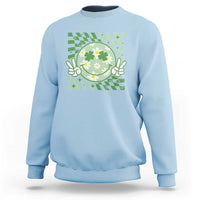 Retro Groovy Shamrock Smile Face St Patricks Day Sweatshirt