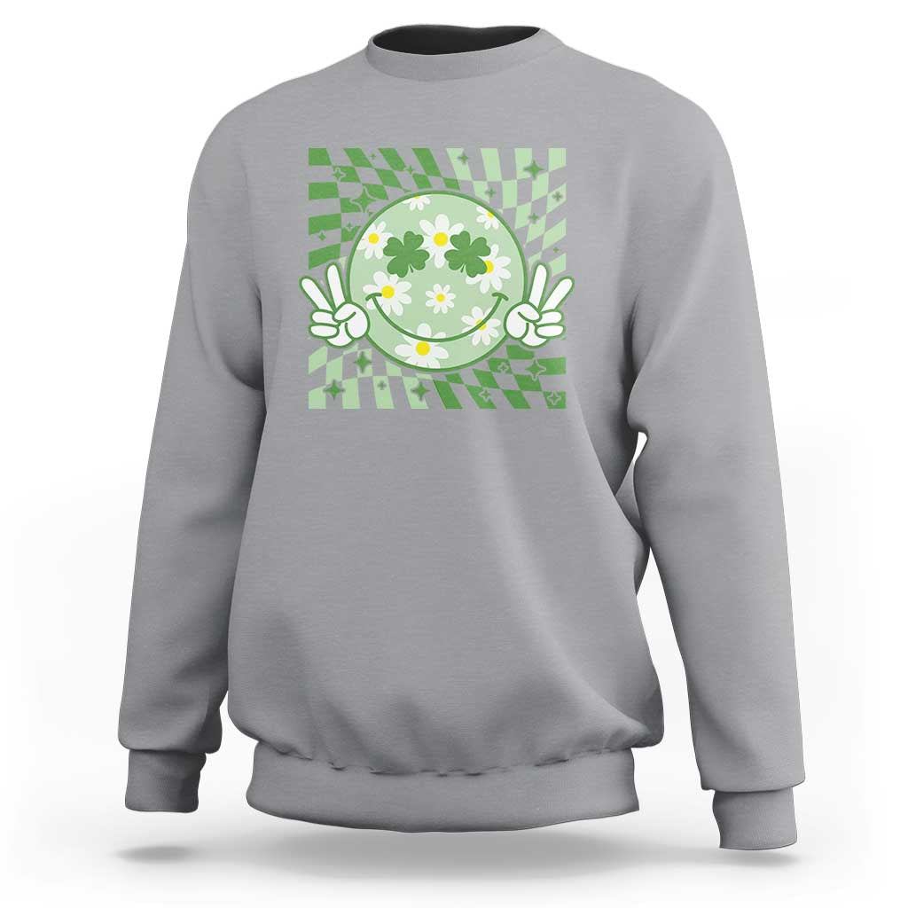 Retro Groovy Shamrock Smile Face St Patricks Day Sweatshirt