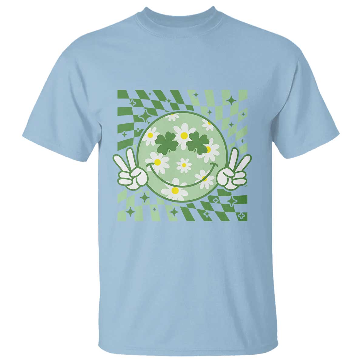 Retro Groovy Shamrock Smile Face St Patricks Day T Shirt
