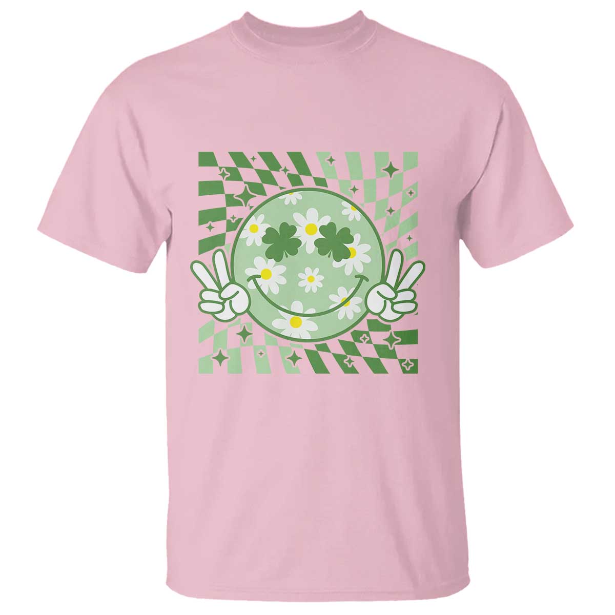 Retro Groovy Shamrock Smile Face St Patricks Day T Shirt