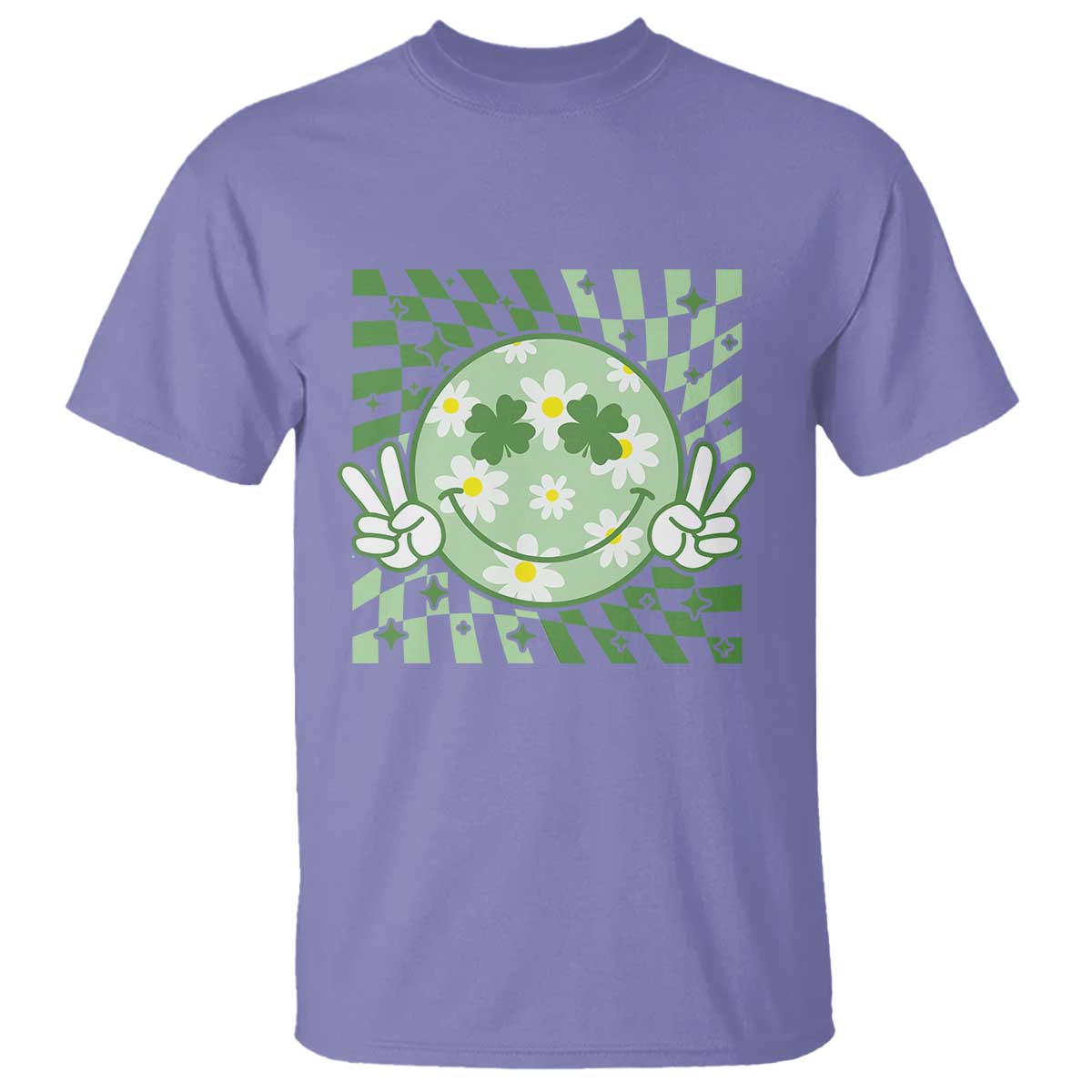 Retro Groovy Shamrock Smile Face St Patricks Day T Shirt