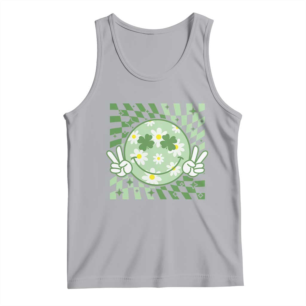 Retro Groovy Shamrock Smile Face St Patricks Day Tank Top